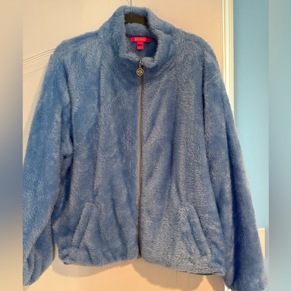Lilly Pulitzer Ansel Zippered Jacket Blue Peri XXL EUC